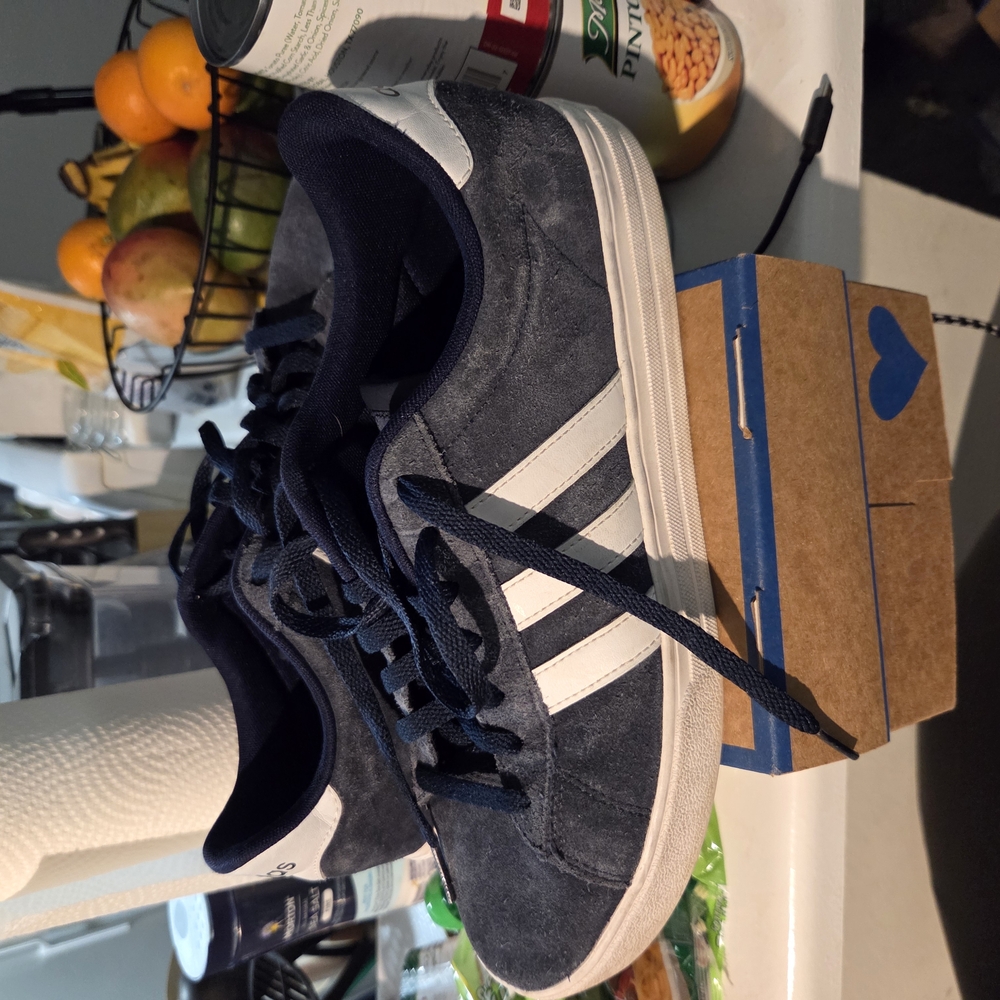 Adidas Men's Navy and White Sneakers